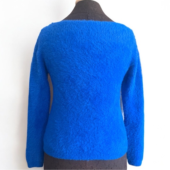 Via Veneto Prato Italia cobalt blue Fuzzy stretchy sweater size fits S/M NWOT - Picture 3 of 7